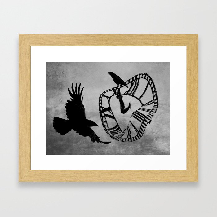 Clock Face Crow Flying Bird Steampunk Art Gothic Art A530 Framed Art Print