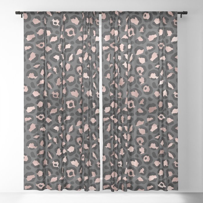 Rose Gold Leopard Print 20 Sheer Curtain