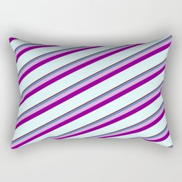 [ Thumbnail: Dark Red, Blue, Plum, Purple & Light Cyan Colored Stripes/Lines Pattern Rectangular Pillow ]