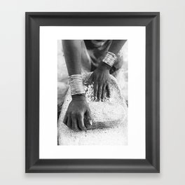 Hands At Work - Black and White Photograph Framed Art Print