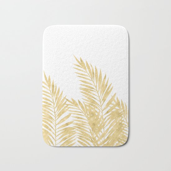 Palm Leaves Golden Bath Mat