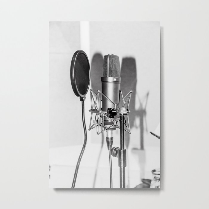 Microphone black and white photo Metal Print
