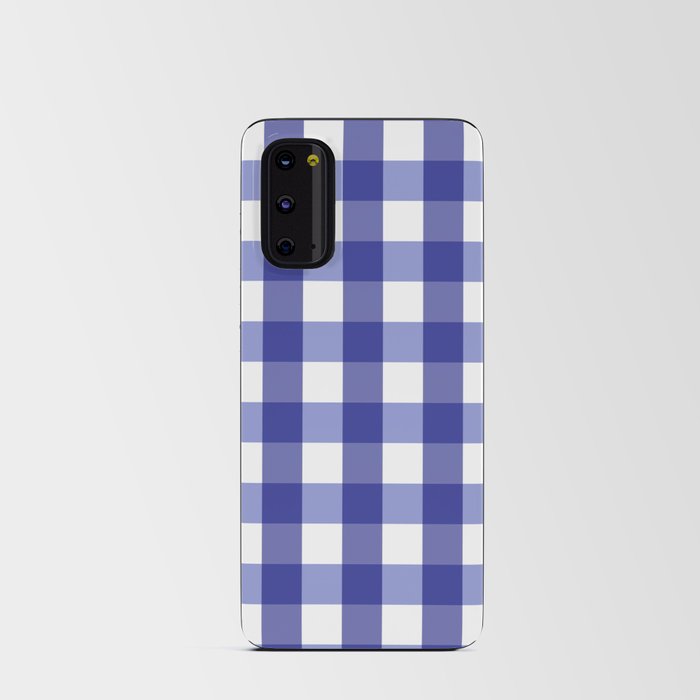 Gingham Plaid Pattern (blue/white) Android Card Case