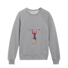 Weightlifter in watercolor, bodybuilding Kids Crewneck