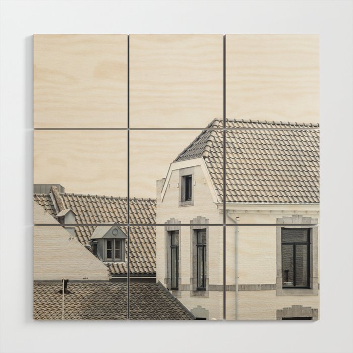 White Houses and Rooftops | Architecture Maastricht Netherlands Wood Wall Art
