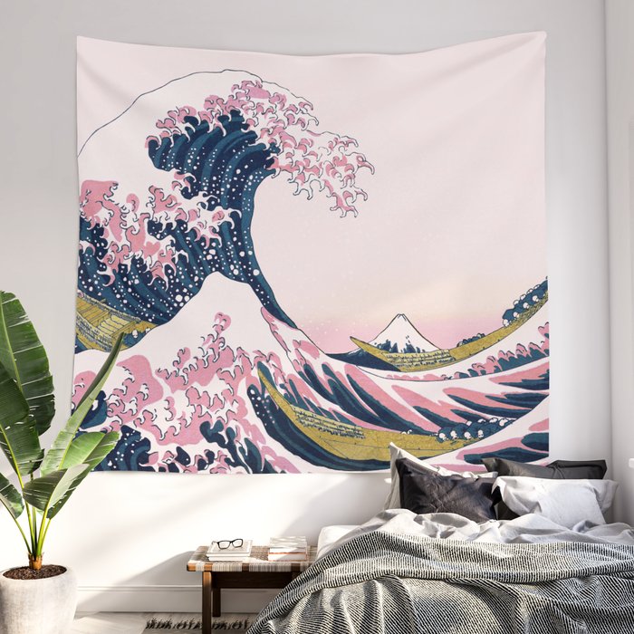 Pink wave store tapestry