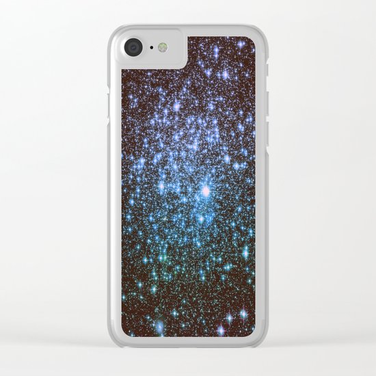 Winter Blues Galaxy Stars Clear iPhone Case