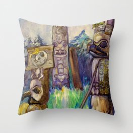 Cha-atl, Field with Pole, 1912 by Emily Carr Throw Pillow