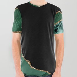 Emerald & Gold Agate Texture 03 All Over Graphic Tee