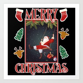 Merry Christmas Santa Claus reindeer gift Art Print | Christmas, Gifts, Great, Christmas Eve, Happy, Xmas, Motive, Santa Claus, Christmas Tree, Funny 