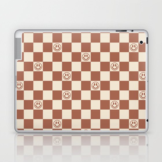 Smiley Face & Checkerboard (Milk Chocolate Colors) Laptop & iPad Skin