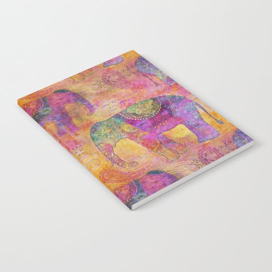 Elephant Pattern colorful orange pink Notebook