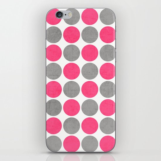 hot pink and gray dots iPhone & iPod Skin