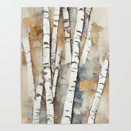 Birch Whispers - Watercolor Style Trees Poster