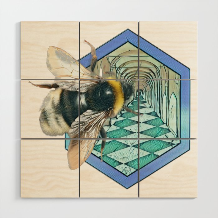 Bee on porticoes in the hive Wood Wall Art