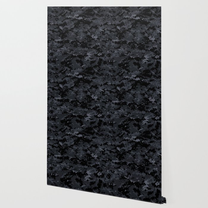Pixelated Dark Grey Camouflage Wallpaper By Push2play Society6
