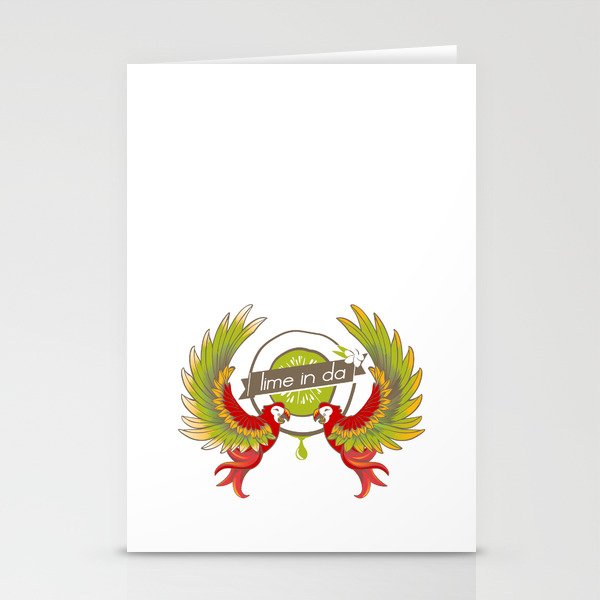 Lime in the coconut and two scarlet macaws. Stationery Cards