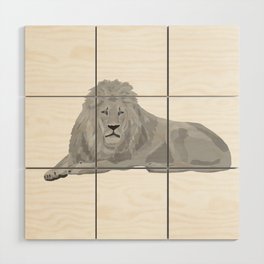  digital painting of a male white lion Wood Wall Art
