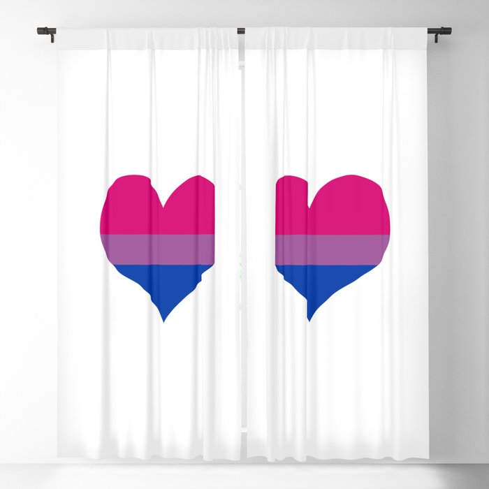 Bisexual pride flag colors in a heart shape Blackout Curtain