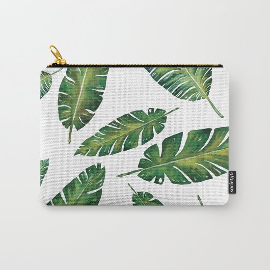 Decorative Watercolor Tropical Leaves Pattern Carry-All Pouch