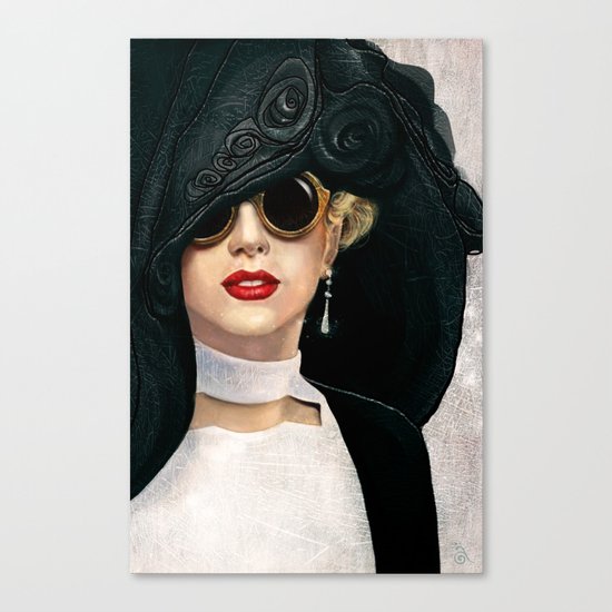 Lady in black & white Canvas Print