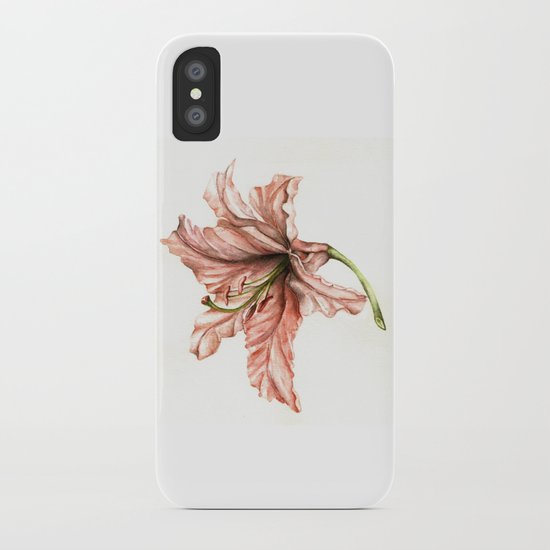 Pink Lily Flower Watercolor iPhone Case