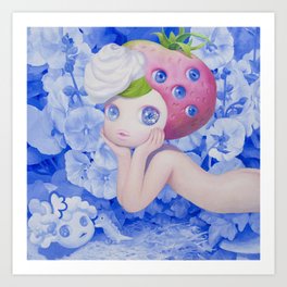 'Berry', cute strawberry fruit art Art Print