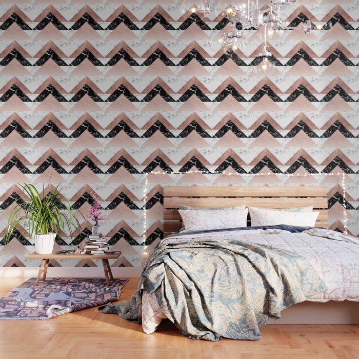 Rose gold black top and white bedroom