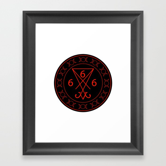 666- the number of the beast with the sigil of Lucifer symbol Framed Art Print