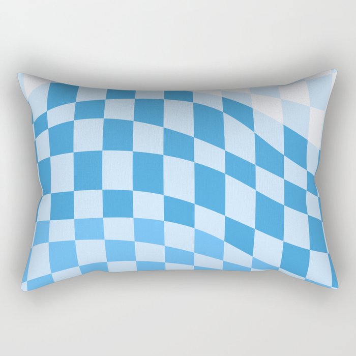Wavy checker shades of blue Rectangular Pillow