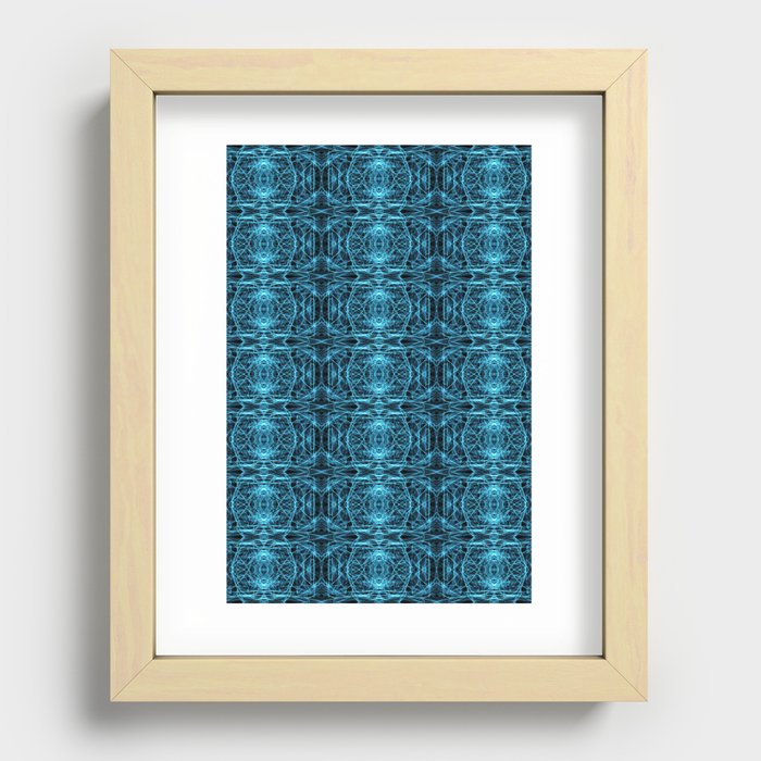 Liquid Light Series 38 ~ Blue Abstract Fractal Pattern Recessed Framed Print