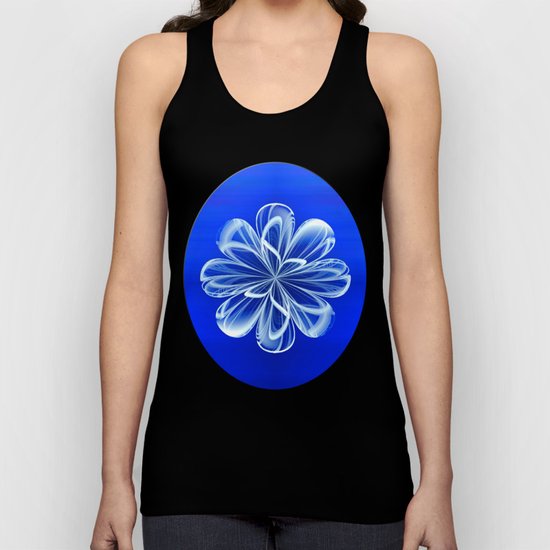 White Bloom on Blue Unisex Tank Top