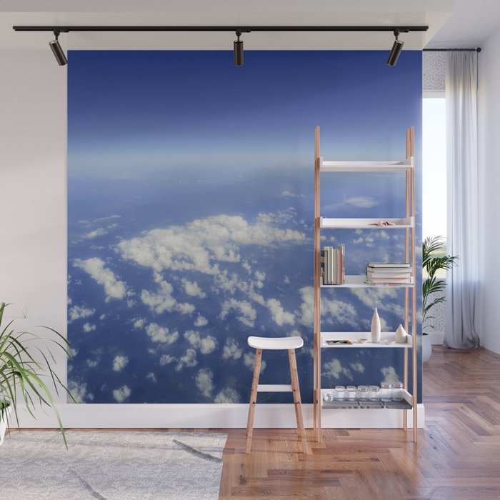 Sky Above the Clouds, Cloudscape background, Blue Sky and Fluffy Clouds Wall Mural