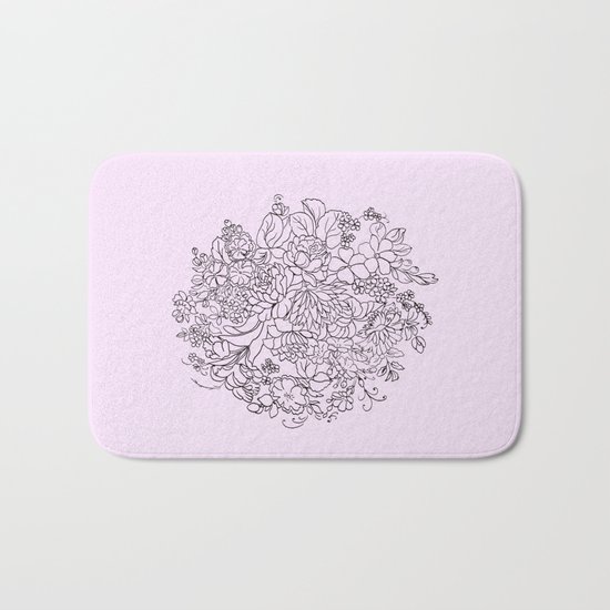 arrangement of flowers and leaves Bath Mat