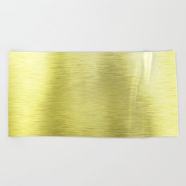 Yellow Brushed Metallic Shiny Texture Beach Towel