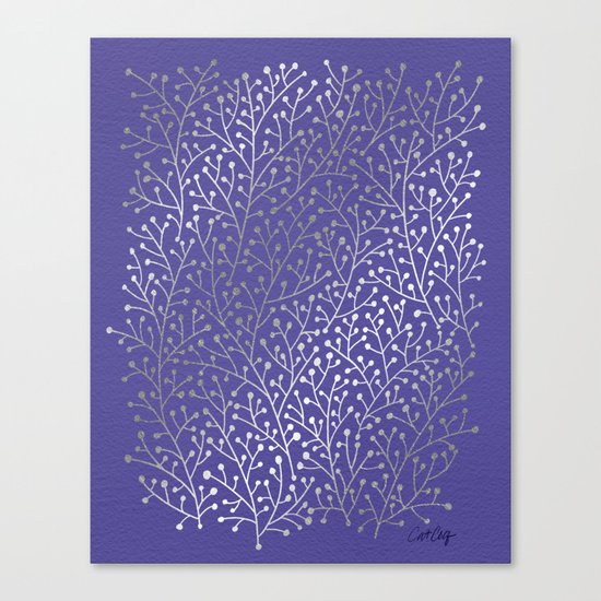 Periwinkle Berry Branches Canvas Print