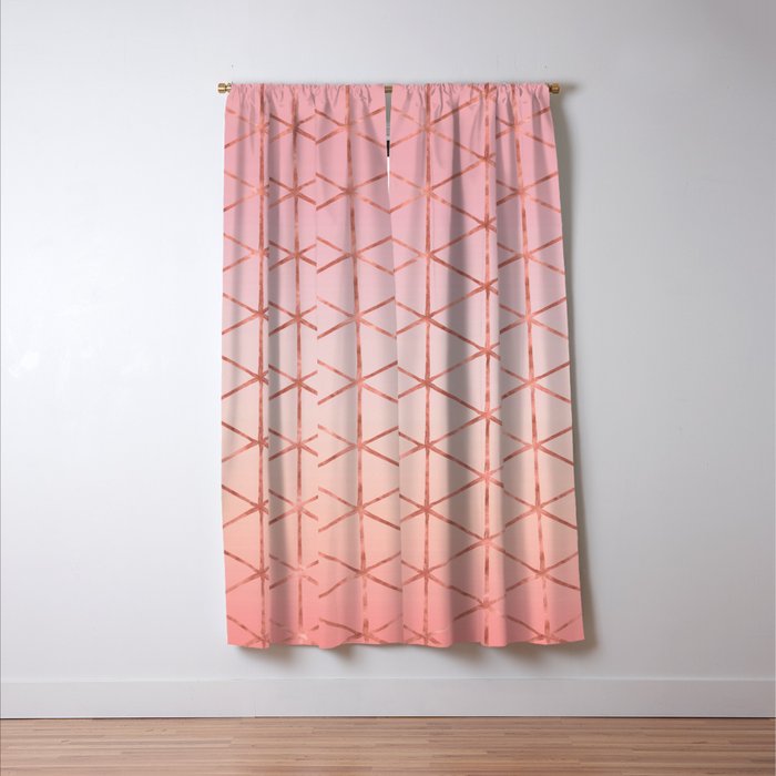 Triangle Pattern Rose Gold Blackout Curtain By Blueskywhimsy
