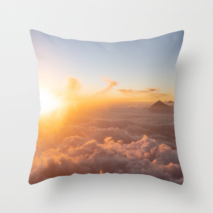 Sunst above the clouds in Guatemala Throw Pillow