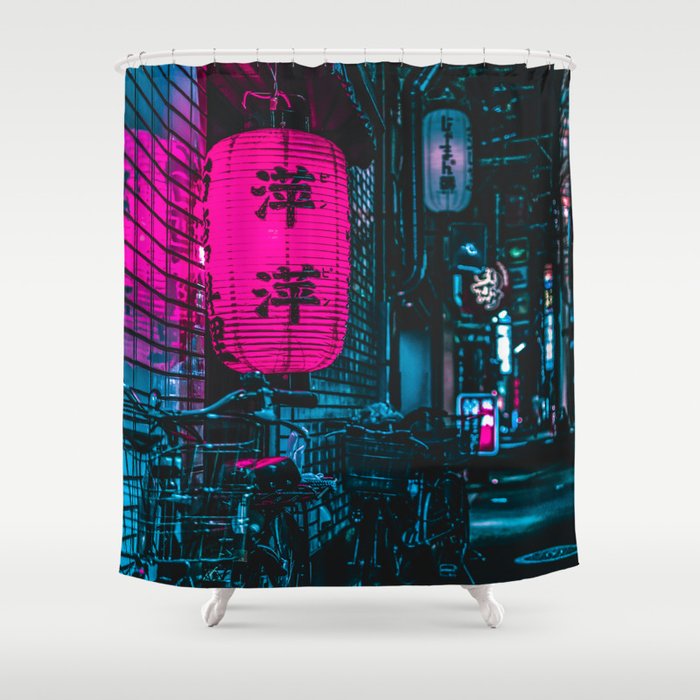Japanese Cyberpunk Shower Curtain