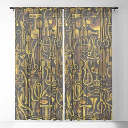 Medical Condition Vintage Surgical Instruments Pattern GOLD Sheer Curtain