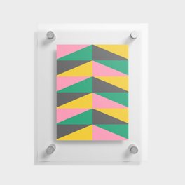 Triangles in Pink Green and Yellow Floating Acrylic Print