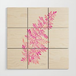 Watercolor Fern - Hot Pink Wood Wall Art