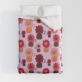 Flower Kitty Duvet Cover