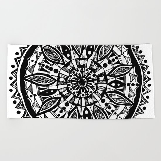 Black sunflower Beach Towel