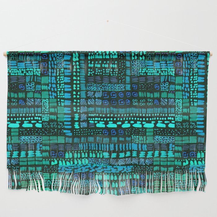 blue turquoise ink marks hand-drawn collection Wall Hanging