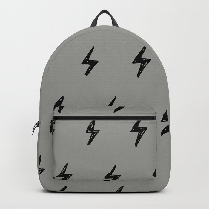 Gray & Black Lightening Bolt Pattern Backpack