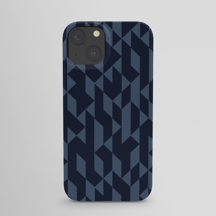 Abstract Geometric Pattern Navy and Blue iPhone Case