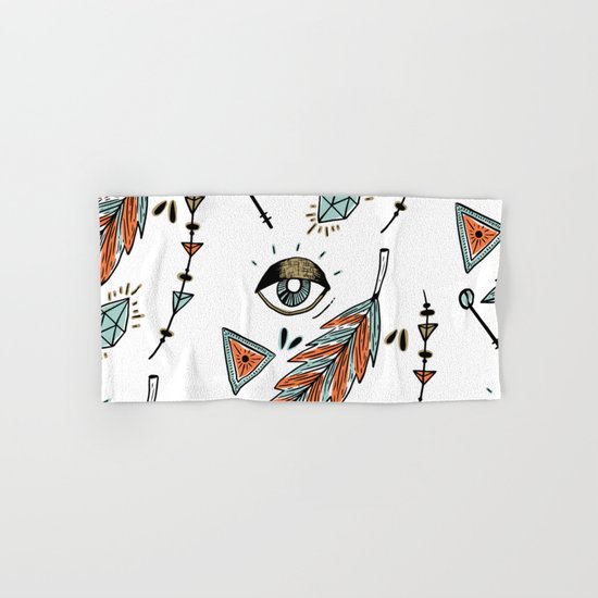 Boho eyes & feathers Hand & Bath Towel