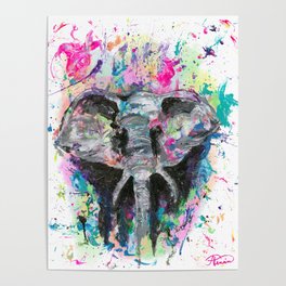 Elephant Neon Poster