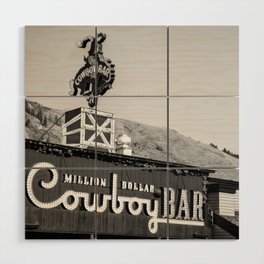 Iconic Western Cowboy Bar On The Jackson Hole Square - Black And White Wood Wall Art